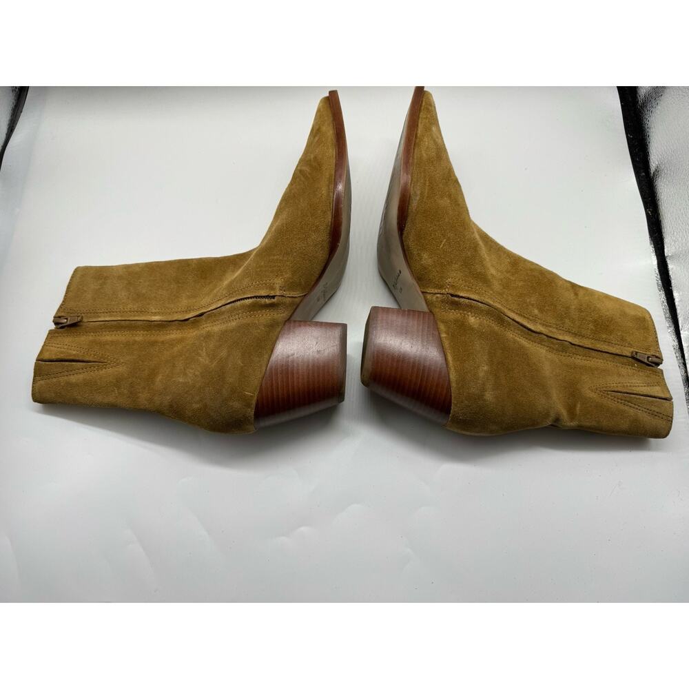 Matisse Caty Mid Calf Boots 8.5 Tan Suede Western Block Heel Leather Sole - Picture 6 of 9